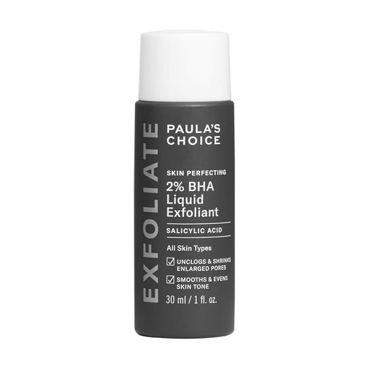 Paulas Choice Skin Perfecting 2% BHA Liquid Salicylic Acid Exfoliant Gentle Facial Exfoliator for Blackheads Large Pores Wrinkles & Fine Lines Travel Size 1 Fluid Ounce